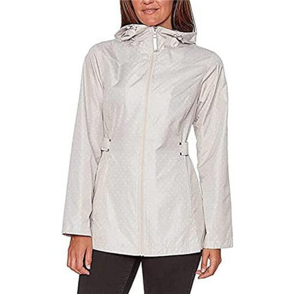 Jones New York Ladies' Parka in a Pocket (Sand Dot, X-Small)